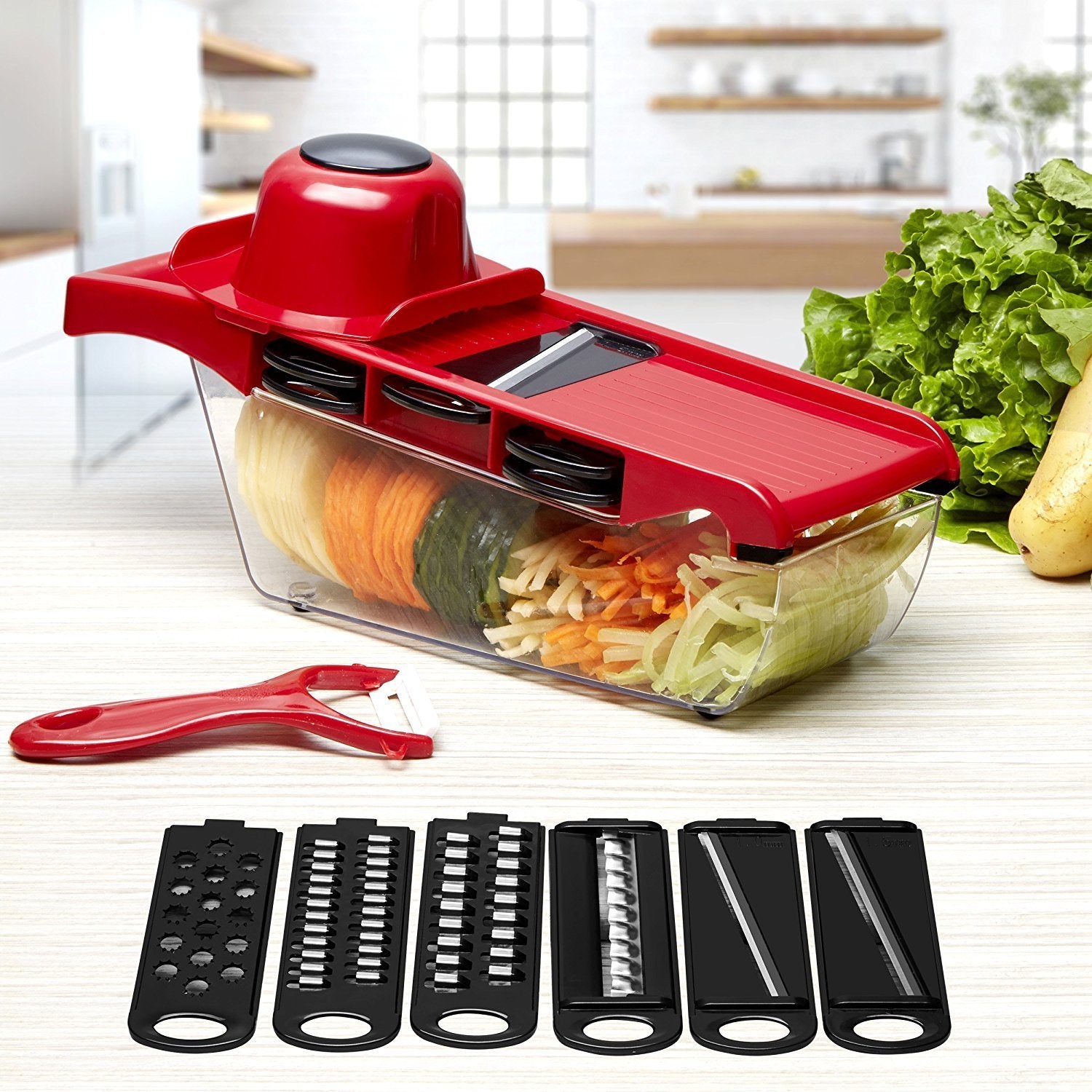 Vegetable Chopper Slicer Onion Dicer Veggie Fruit Kitchen Cutter Tool w/ 6 Blade