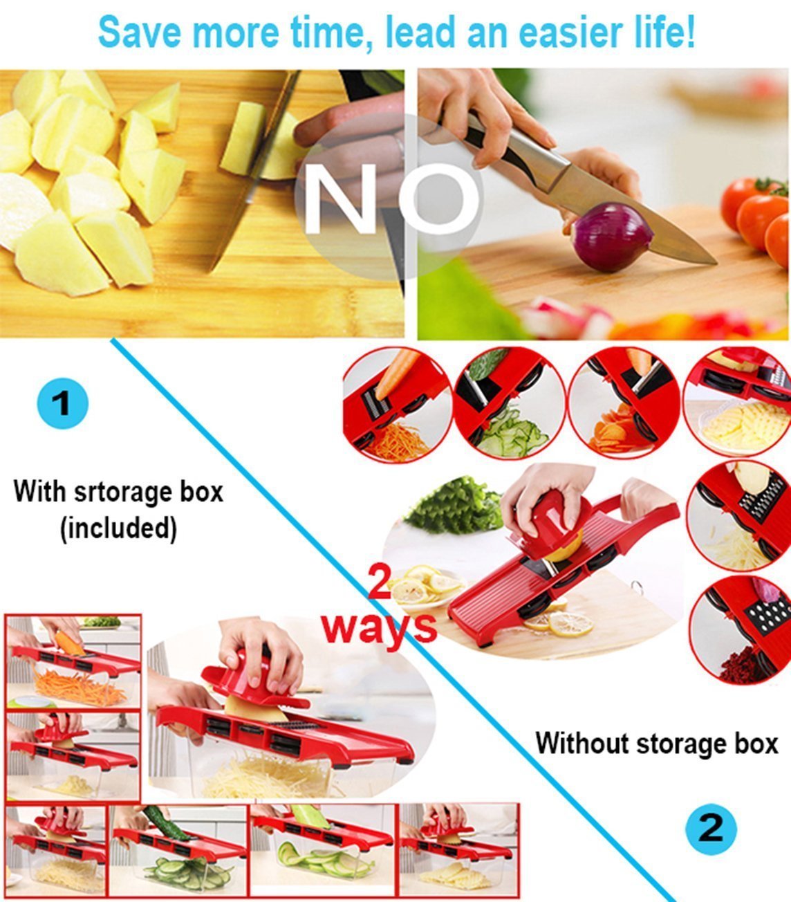 Vegetable Chopper Slicer Onion Dicer Veggie Fruit Kitchen Cutter Tool w/ 6 Blade