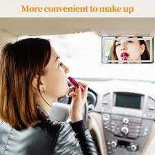 Car Sun Visor Makeup Mirror Clip with Touch Control LED Lights